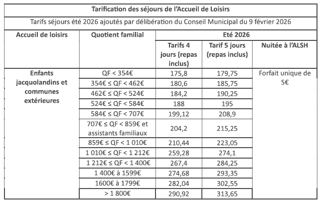 tarifs 2026-2027_Accueils De Loisirs 2